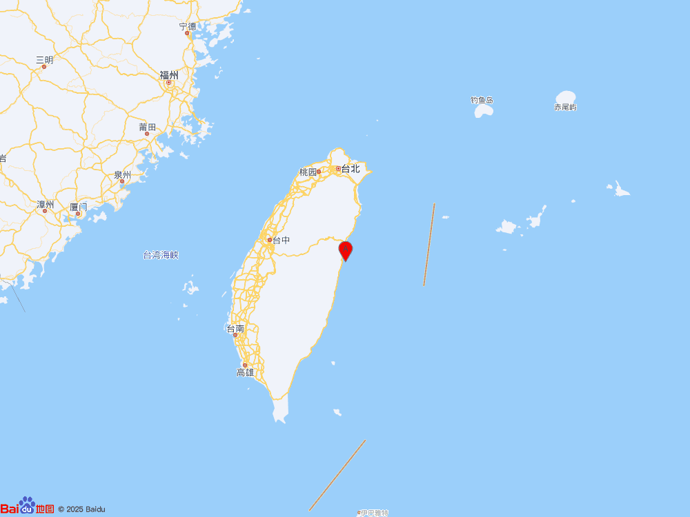 中国台湾（北纬23.95度，东经121.66度）发生4.2级地震